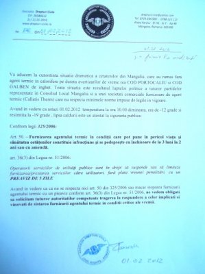 Plângere penală, privind situaţia agentului termic la Mangalia